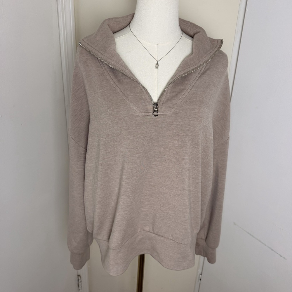 VARLEY | 'Catherine' Half Zip Double Soft Pullover Sweatshirt Medium Light Brown